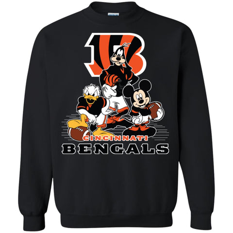 Mickey Mouse Cincinnati Bengals American Football Nfl Sports Shirt Crewneck Pullover Sweatshirt Black / S Crewneck Pullover Sweatshirt - parenttees