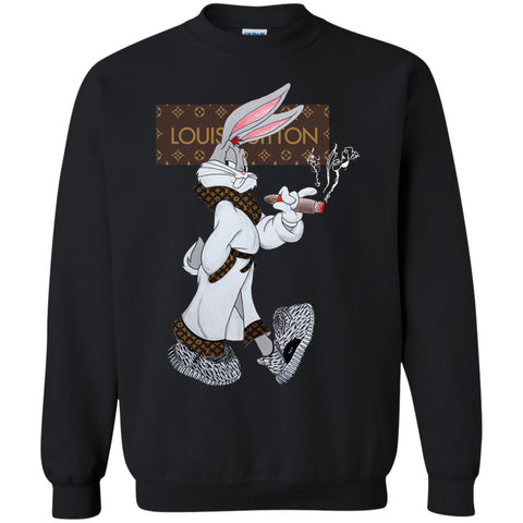 Louis Vuitton Rabbit Smoking Shirt Crewneck Pullover Sweatshirt Black / S Crewneck Pullover Sweatshirt - parenttees