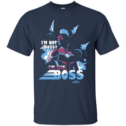 Captain Marvel I'm The Boss Space Blue Red Men Cotton T-Shirt