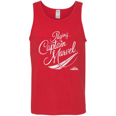 Captain Marvel Paging Distressed Cursive Men Cotton Tank Men Cotton Tank - parenttees