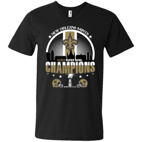 Nfl – New Orleans Saints 2019 Super Bowl Champions Football Men V-Neck T-Shirt Black / S Men V-Neck T-Shirt - parenttees