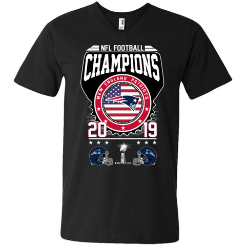 Nfl – Football Champions New England Patriots Super Bowl 2019 Men V-Neck T-Shirt Black / S Men V-Neck T-Shirt - parenttees