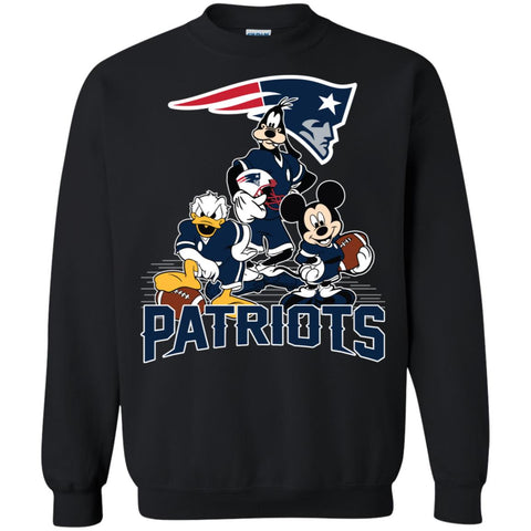 Mickey Mouse New England Patriots American Football Nfl Sports Shirt Crewneck Pullover Sweatshirt Black / S Crewneck Pullover Sweatshirt - parenttees