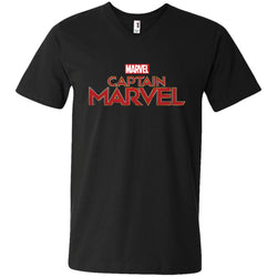 Marvel Captain Marvel Movie Logo Red Men V-Neck T-Shirt