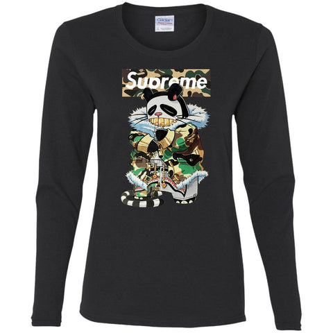 Supreme Panda Kung Fu T-shirt Women Long Sleeve Shirt Black / S Women Long Sleeve Shirt - parenttees