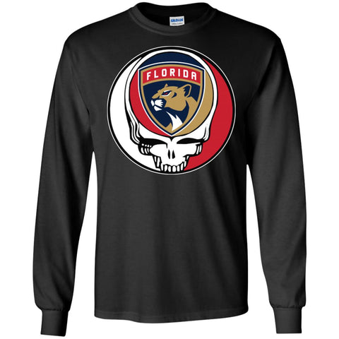 Florida Panthers Grateful Dead Steal Your Face Hockey Nhl Shirts Men Long Sleeve Shirt Black / S Men Long Sleeve Shirt - parenttees