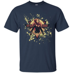 Captain Marvel Cracked Paint Splatter Logo Men Cotton T-Shirt