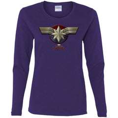 Marvel Captain Marvel Movie Chest Symbol Women Long Sleeve Shirt Women Long Sleeve Shirt - parenttees