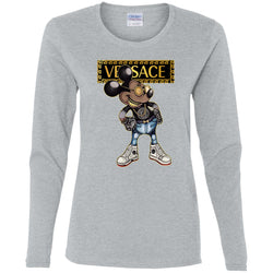 Versace Mickey Mouse Cartoon T-shirt Women Long Sleeve Shirt