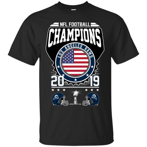 Nfl – Football Champions Los Angeles Rams Super Bowl 2019 Men Cotton T-Shirt Black / S Men Cotton T-Shirt - parenttees