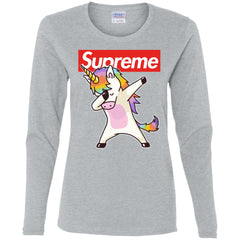 Supreme Unicorn T-shirt Dance Dabbing Unicorn Women Long Sleeve Shirt Women Long Sleeve Shirt - parenttees