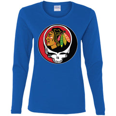 Chicago Blackhawks Grateful Dead Steal Your Face Hockey Nhl Shirts Women Long Sleeve Shirt Women Long Sleeve Shirt - parenttees