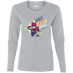 Captain Marvel Higher Further Faster Drawn Women Long Sleeve Shirt