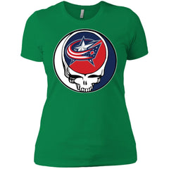 Columbus Blue Grateful Dead Steal Your Face Hockey Nhl Shirts Women Cotton T-Shirt Women Cotton T-Shirt - parenttees
