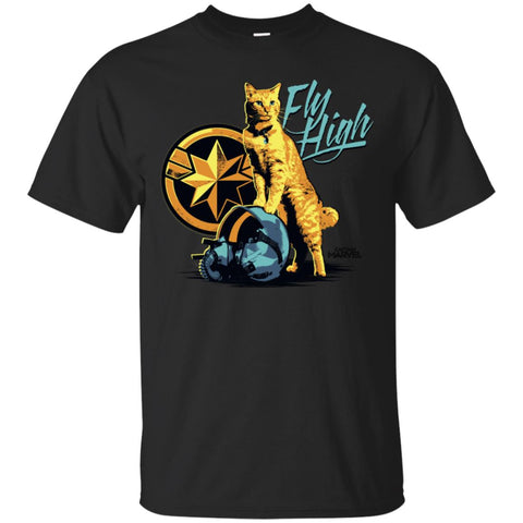 Captain Marvel Symbol Goose Fly High Men Cotton T-Shirt Black / S Men Cotton T-Shirt - parenttees