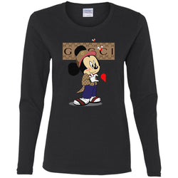 Couple Gucci Mickey Tshirt Valentine's Day Women Long Sleeve Shirt