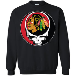 Chicago Blackhawks Grateful Dead Steal Your Face Hockey Nhl Shirts Crewneck Pullover Sweatshirt