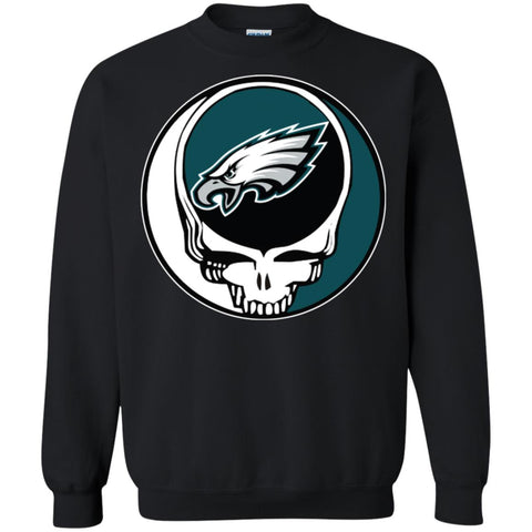 Philadelphia Eagles Grateful Dead Steal Your Face Football Nfl Shirts Crewneck Pullover Sweatshirt Black / S Crewneck Pullover Sweatshirt - parenttees