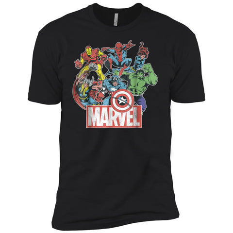 Marvel Avengers Team Retro Comic Vintage Graphic Men Short Sleeve T-Shirt Black / X-Small Men Short Sleeve T-Shirt - parenttees