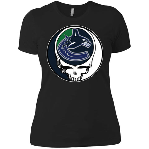 Vancouver Canucks Grateful Dead Steal Your Face Hockey Nhl Shirts Women Cotton T-Shirt Black / X-Small Women Cotton T-Shirt - parenttees