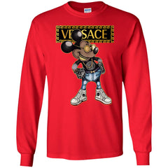 Versace Mickey Mouse Cartoon T-shirt Men Long Sleeve Shirt Men Long Sleeve Shirt - parenttees