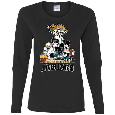 Mickey Mouse Jacksonville Jaguar American Football Nfl Sports Shirt Women Long Sleeve Shirt Black / S Women Long Sleeve Shirt - parenttees