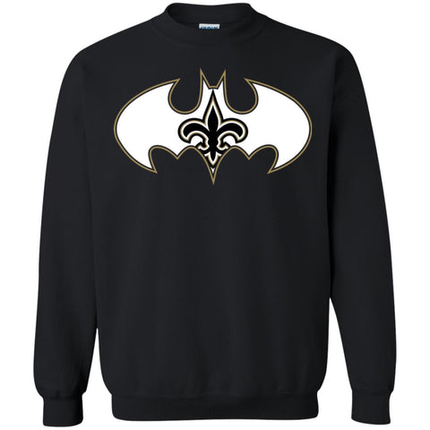 We Are The New Orleans Saints Batman Nfl Mashup Crewneck Pullover Sweatshirt Black / S Crewneck Pullover Sweatshirt - parenttees