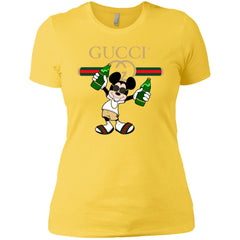 Gucci Mickey Mouse Drink Beer T-shirt Women Cotton T-Shirt Women Cotton T-Shirt - parenttees