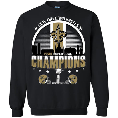 Nfl – New Orleans Saints 2019 Super Bowl Champions Football Crewneck Pullover Sweatshirt Black / S Crewneck Pullover Sweatshirt - parenttees