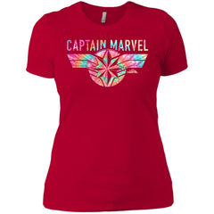 Captain Marvel Logo Banner Tie Dye Colors Women Cotton T-Shirt Women Cotton T-Shirt - parenttees