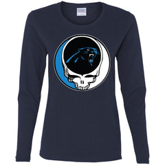 Carolina Panthers Grateful Dead Steal Your Face Football Nfl Shirts Women Long Sleeve Shirt Women Long Sleeve Shirt - parenttees