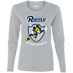 Nfl – Los Angeles Rams Totally Awesome Mickey Mouse Super Bowl 2019 Football Women Long Sleeve Shirt