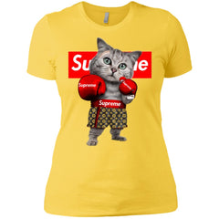 Supreme Boxing Cat Best Funny T-shirt Women Cotton T-Shirt Women Cotton T-Shirt - parenttees