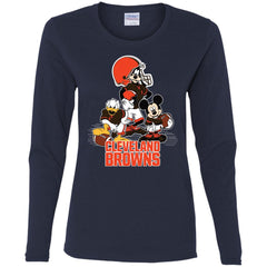 Mickey Mouse Cleveland Browns American Football Nfl Sports Shirt Women Long Sleeve Shirt Women Long Sleeve Shirt - parenttees