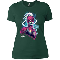 Marvel Captain Marvel Space Glow Neon Women Cotton T-Shirt Women Cotton T-Shirt - parenttees