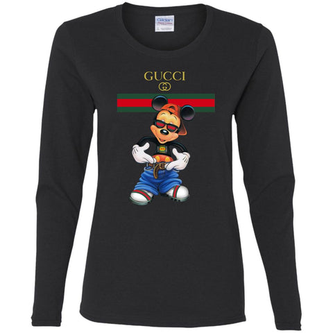 Gucci Logo Mickey Gift Trending T-shirt Women Long Sleeve Shirt Black / S Women Long Sleeve Shirt - parenttees