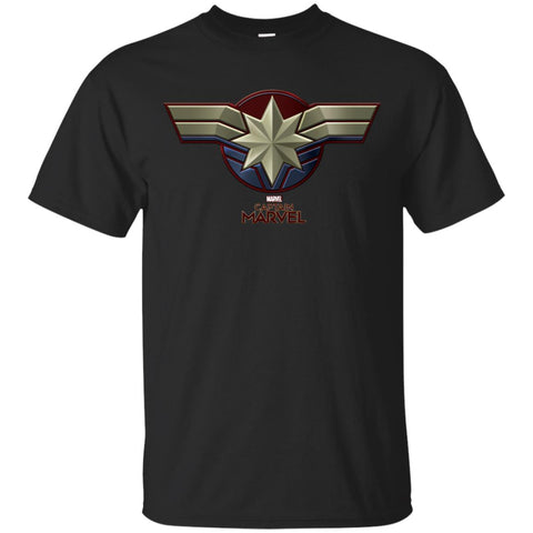 Marvel Captain Marvel Movie Chest Symbol Men Cotton T-Shirt Black / S Men Cotton T-Shirt - parenttees