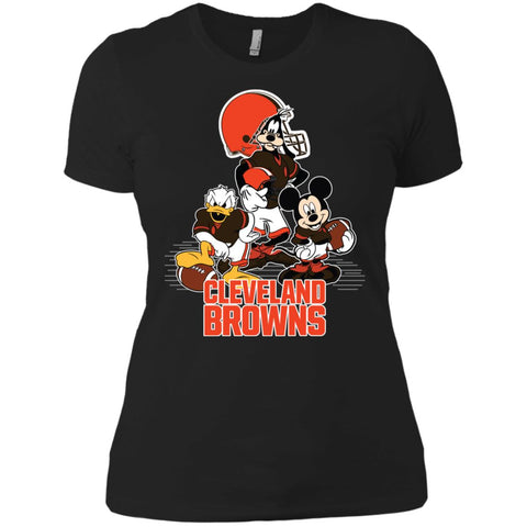 Mickey Mouse Cleveland Browns American Football Nfl Sports Shirt Women Cotton T-Shirt Black / X-Small Women Cotton T-Shirt - parenttees