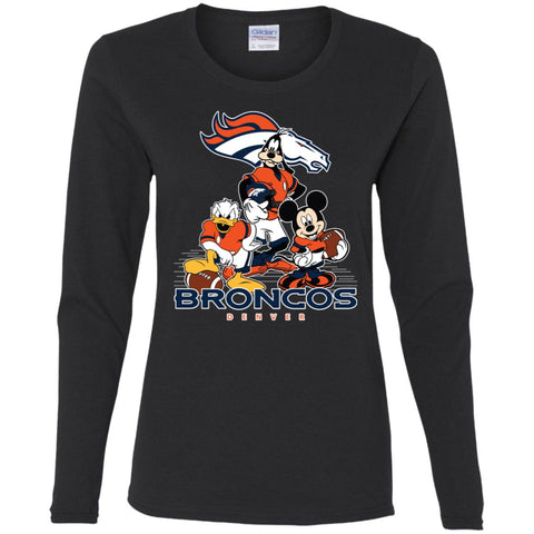 Mickey Mouse Denver Broncos American Football Nfl Sports Shirt Women Long Sleeve Shirt Black / S Women Long Sleeve Shirt - parenttees