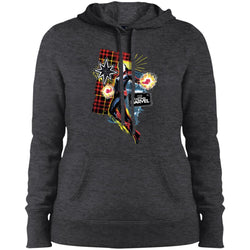 Captain Marvel Plaid Jean Patched Portrait Women Hooded Sweatshirt