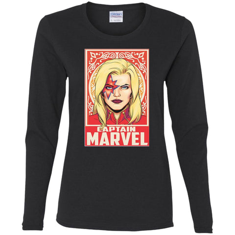 Captain Marvel Ornament Women Long Sleeve Shirt Black / S Women Long Sleeve Shirt - parenttees