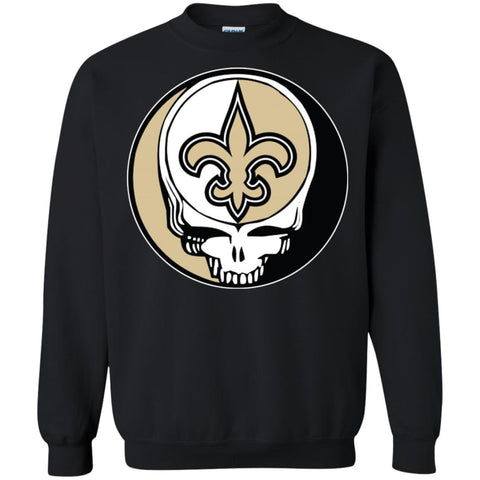 New Orleans Saints Grateful Dead Steal Your Face Football Nfl Shirts Crewneck Pullover Sweatshirt Black / S Crewneck Pullover Sweatshirt - parenttees