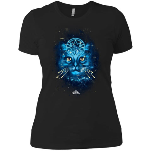 Captain Marvel Goose Blue Galaxy Portrait Women Cotton T-Shirt Black / X-Small Women Cotton T-Shirt - parenttees