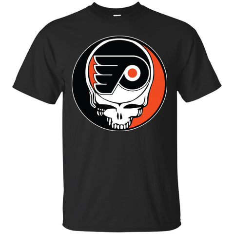 Philadelphia Flyers Grateful Dead Steal Your Face Hockey Nhl Shirts Men Cotton T-Shirt Black / S Men Cotton T-Shirt - parenttees