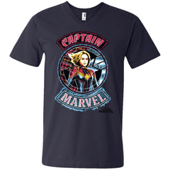 Captain Marvel Stitched Patched Portrait Men V-Neck T-Shirt Men V-Neck T-Shirt - parenttees