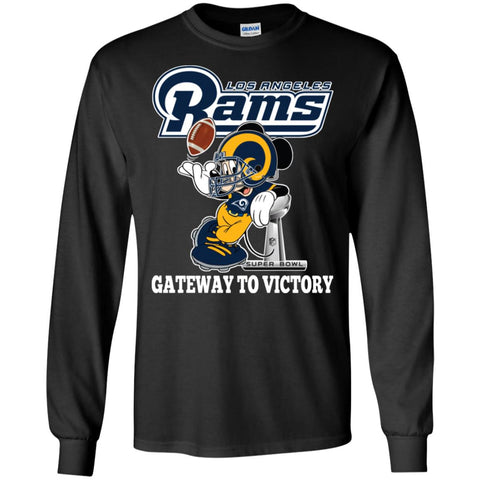 Los Angeles Rams Gateway To Victory Super Bowl 2019 Mickey Mouse Football Nfl Men Long Sleeve Shirt Black / S Men Long Sleeve Shirt - parenttees