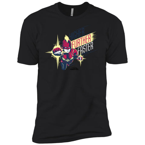 Captain Marvel Higher Further Faster Drawn Men Short Sleeve T-Shirt Black / X-Small Men Short Sleeve T-Shirt - parenttees