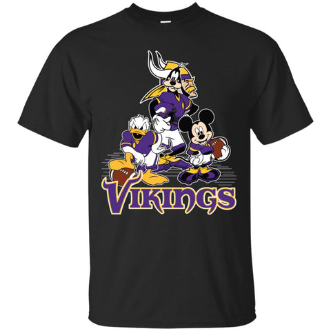 Mickey Mouse Minnesota Vikings American Football Nfl Sports Shirt Men Cotton T-Shirt Black / S Men Cotton T-Shirt - parenttees