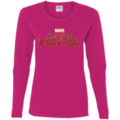 Marvel Captain Marvel Movie Logo Red Women Long Sleeve Shirt Women Long Sleeve Shirt - parenttees