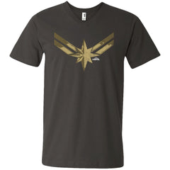 Captain Marvel Simple Gold Shadowed Logo Men V-Neck T-Shirt Men V-Neck T-Shirt - parenttees